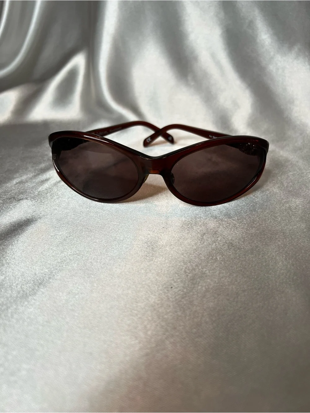 Brighton Vintage Ayu Bead Sunglasses Brown Handmade Oval Scroll Accents No Case
